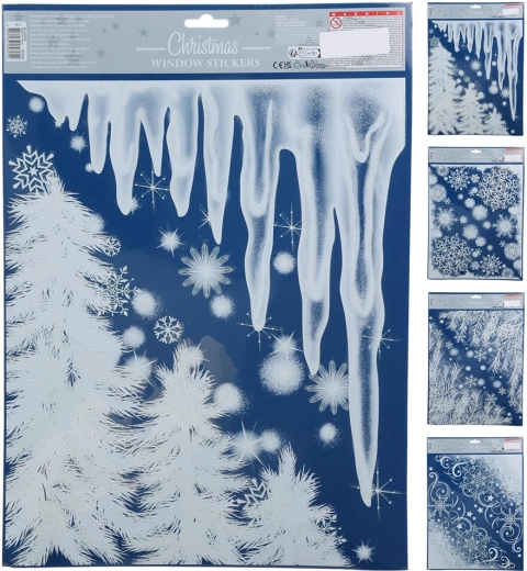 Vianočné samolepiace dekorácie na okno 42 × 30 cm – mix motívov