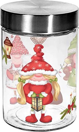 Sklenená dóza na cukrovinky TORO 1100 ml s motívom škriatkov