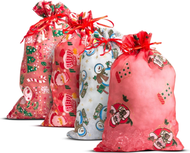 Darčeková organzová taška s vianočným motívom 20 × 30 cm - 1 kus
