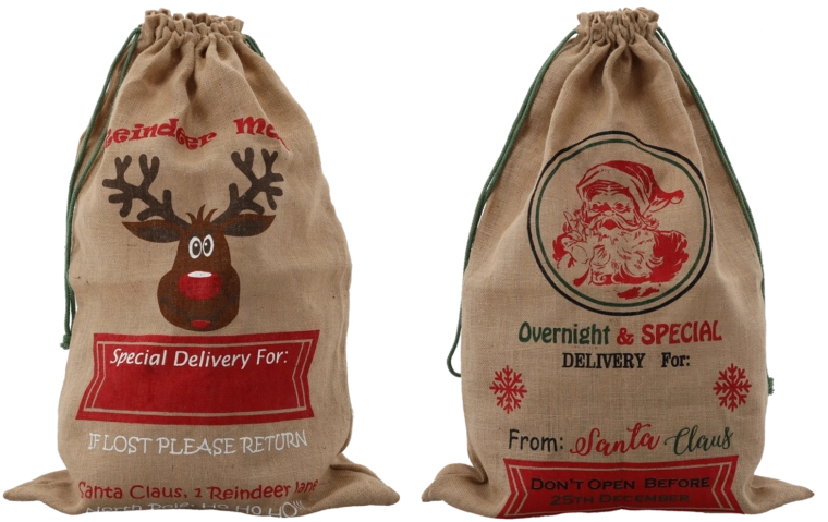 Vianočný jutový darčekový vak 60 × 90 cm, balenie 10 ks