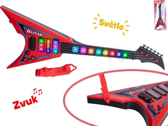 detská elektrická gitara 58 cm so svetlami a zvukmi