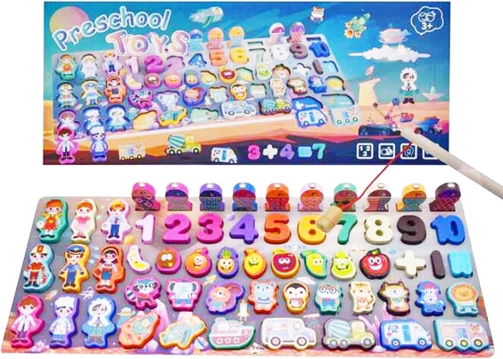 Detská drevená náučná hra s rybičkami a vkladačkami