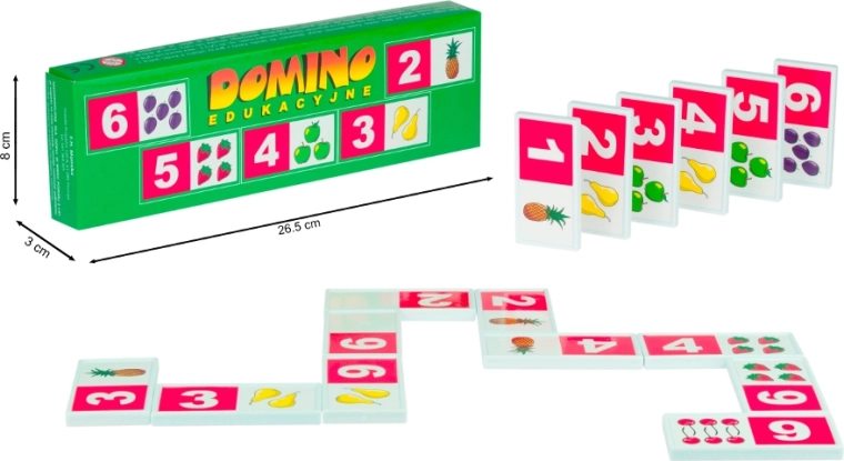 edukačné plastové domino – čísla a ovocie