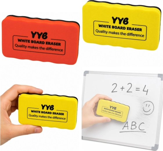 Magnetická stierka na suchostierateľnú tabuľu z peny a filcu žltá 10,5 cm - 1 kus