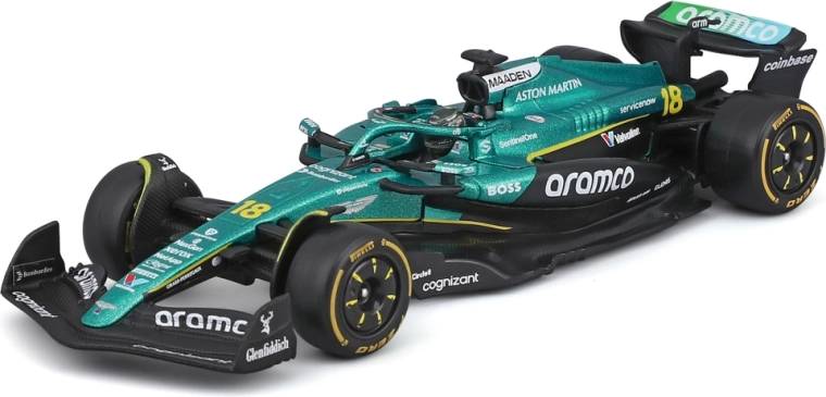 Model Formuly 1 Bburago Aston Martin AMR25 2025 #18 Lance Stroll 1:43 v akrylovom boxe