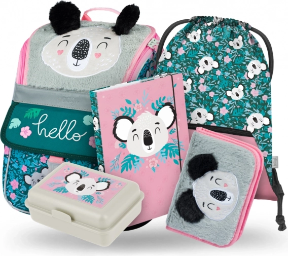 Súprava školských potrieb Zippy Baby Koala: aktovka, peračník, vrecko, dosky, box