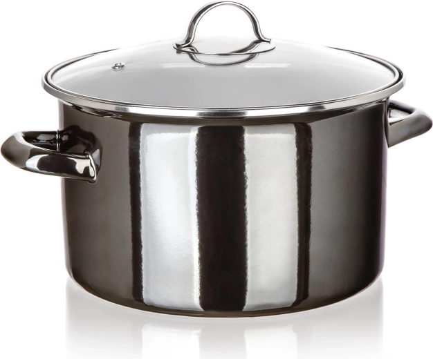 Smaltovaný hrniec so sklenenou pokrievkou 26 cm 6 l Metallic Black