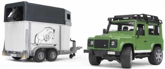 BRUDER LAND ROVER DEFENDER s prívesom pre kone