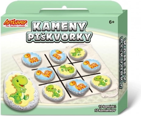 Piškvorky – dinosauří kreatívna sada s prírodnými kameňmi a samolepkami