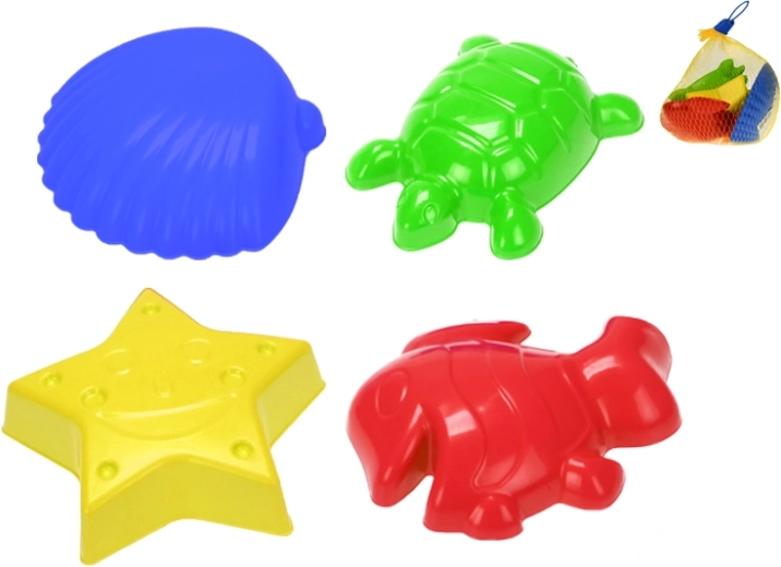 Plastové formičky na piesok 4 ks v sieťke (10 m+)