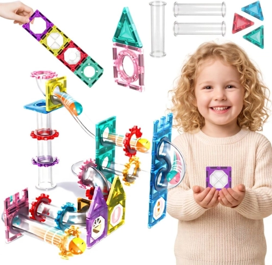 Magnetické stavebnice 3D – guľôčková dráha 126 ks od WOOPIE