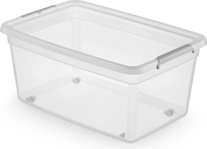 Basestore úložný box na kolieskach s vekom a klipsami 40 l