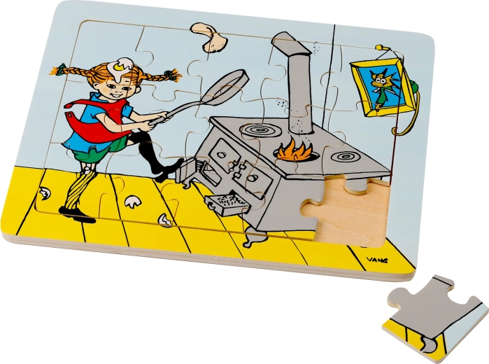 Drevené puzzle Pippi Dlhá pančucha – 15 dielikov