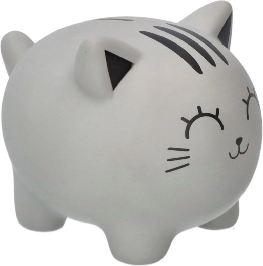 Veľká pokladnička sivá mačka