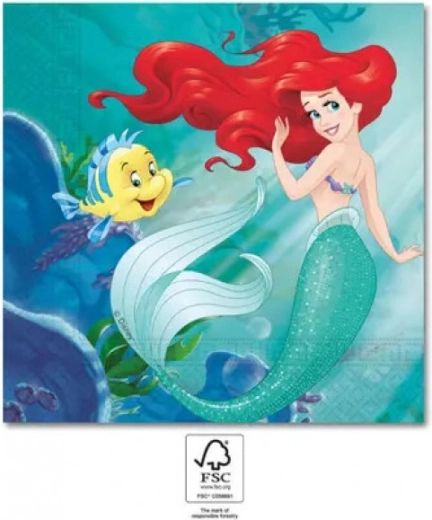 Disney Ariel papierové obrúsky 33 × 33 cm, 20 ks
