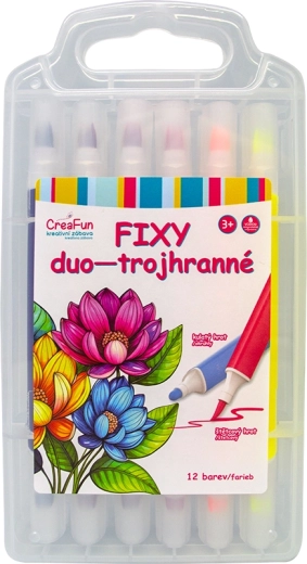 CreaFun fixky Duo trojhranné, sada 12 farieb