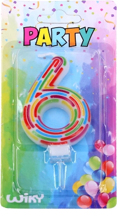Párty tortová sviečka číslo 6 – čiarky