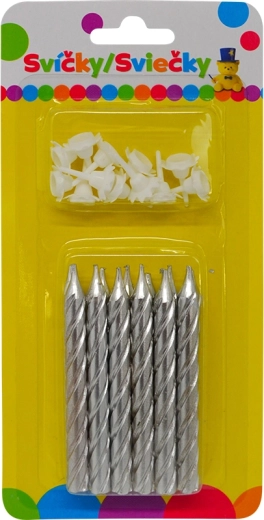 Narodeninová jumbo sviečka, metalická strieborná s trblietkami