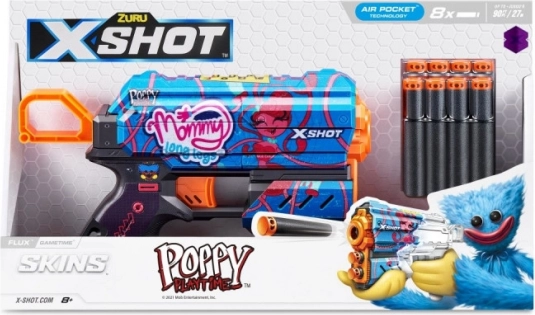 X-Shot Flux Gametime pištoľ na šípky, 8 penových šípok
