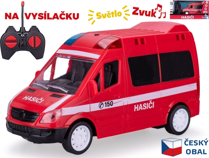 RC hasičské auto 17 cm s diaľkovým ovládaním a svetelnými a zvukovými efektmi