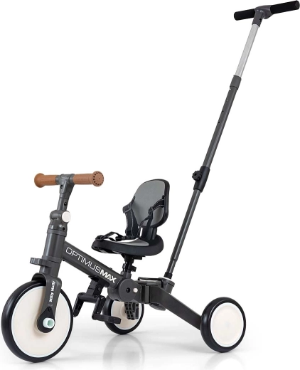 Detský bicykel Milly Mally 5 v 1 Optimus Max, tmavosivý