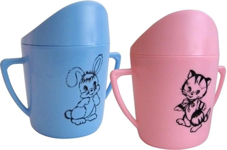 Dojčenský hrnček s náustkom 250 ml – ružový s potlačou