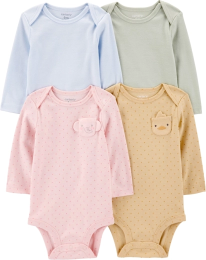Carter's detské body s dlhým rukávom, sada 4 ks, dievčenské, vel. 56
