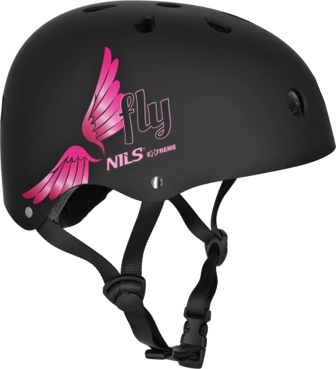 Cyklistická a korčuliarska prilba NILS Extreme MTW001 Fly – čierna matná – XS (48–52 cm)