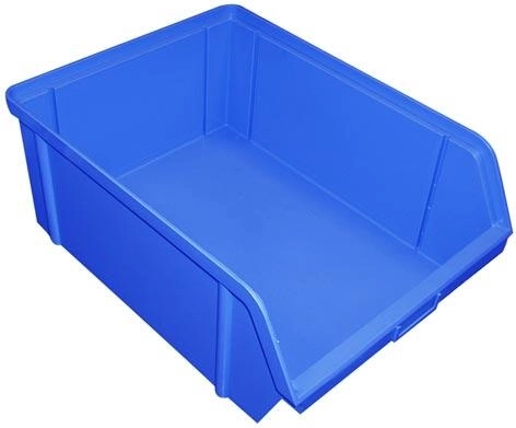 Ukladacia skosená prepravka 10 kg, 200 × 150 × 122 mm, modrý plast