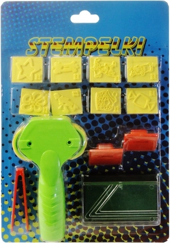 Farebná sada pečiatok pre deti s hubkou, pinzetou a valčekom – rozprávkové motívy