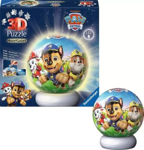 Svetiace 3D puzzle PAW PATROL – nočná edícia, 72 dielikov