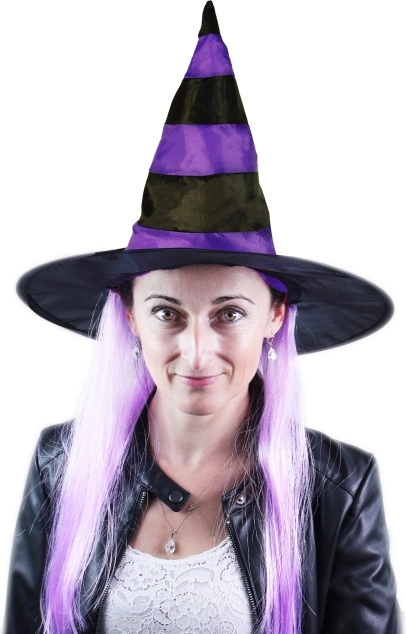 Čarodejnícky klobúk s fialovými vlasmi pre dospelých