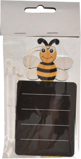 Drevená popisovacia tabuľka s včielkou 7 × 13 cm, čierna