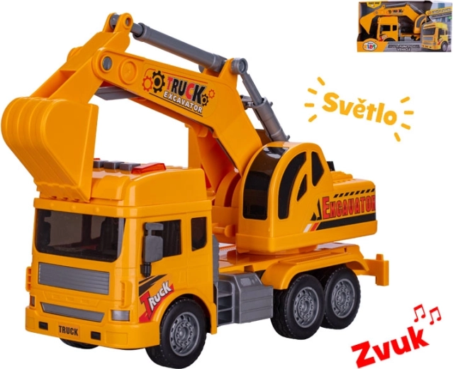Stavebné rýpadlo so svetlom a zvukom na zotrvačník 27 cm