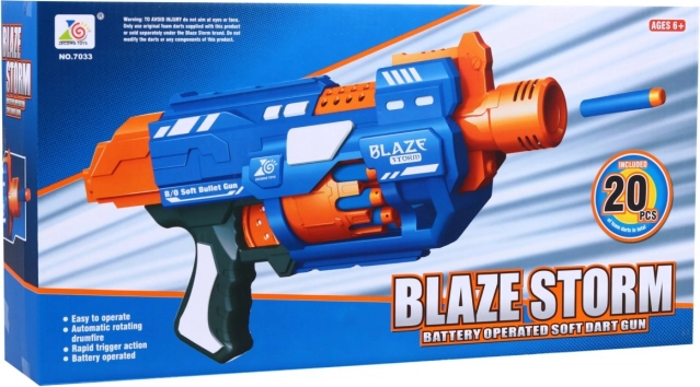 elektrický pištoľový blaster BLAZE STORM s 20 penovými šípkami, dostrel až 10 m