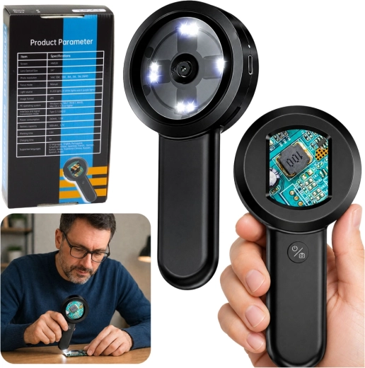 Prenosný digitálny ručný mikroskop s IPS displejom a 8× LED (100×)