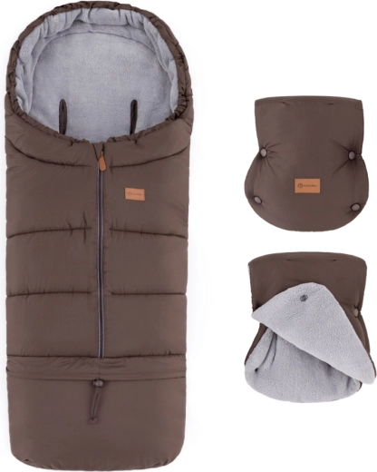 Petite&Mars set zimný fusak Jibot 3v1 a rukavice na kočík Jasie dark walnut