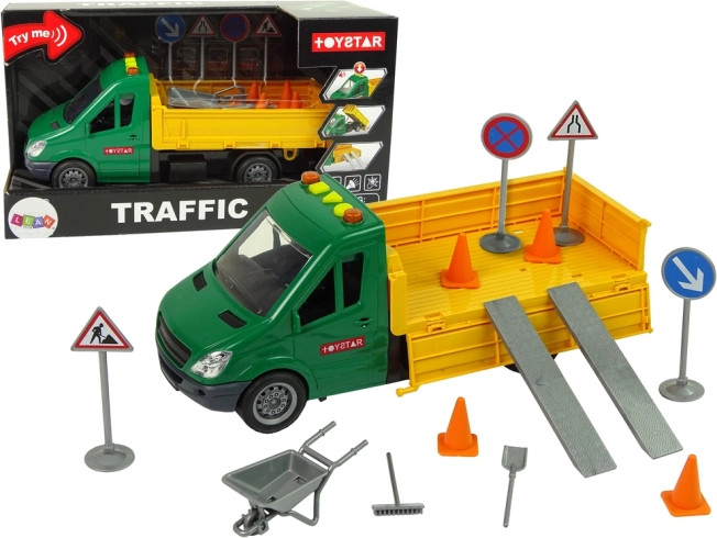 cestný sklápač s frikčným pohonom a dopravnými doplnkami