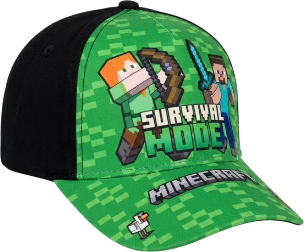Detská šiltovka Minecraft Survival Mode zeleno-čierna
