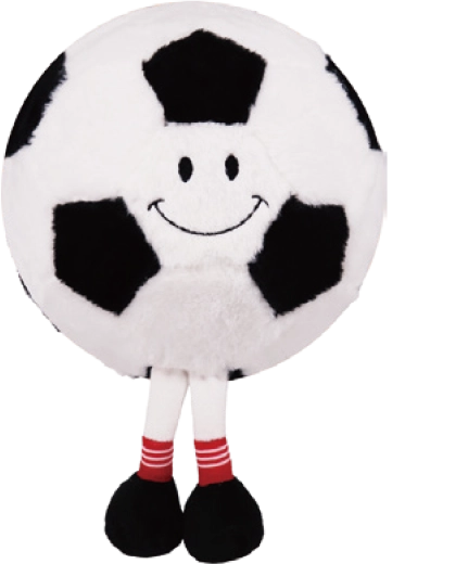 Plyšová nafukovacia futbalová lopta s tváričkou a nožičkami 23 cm