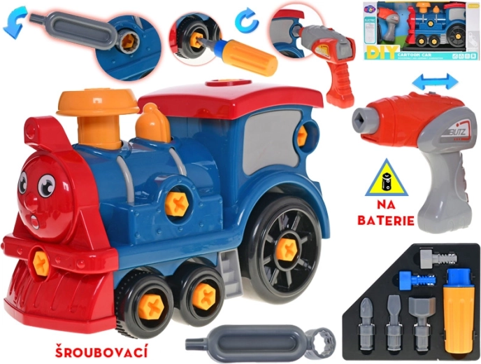 Skrutkovacia lokomotíva 28 cm s batériovou vŕtačkou a doplnkami