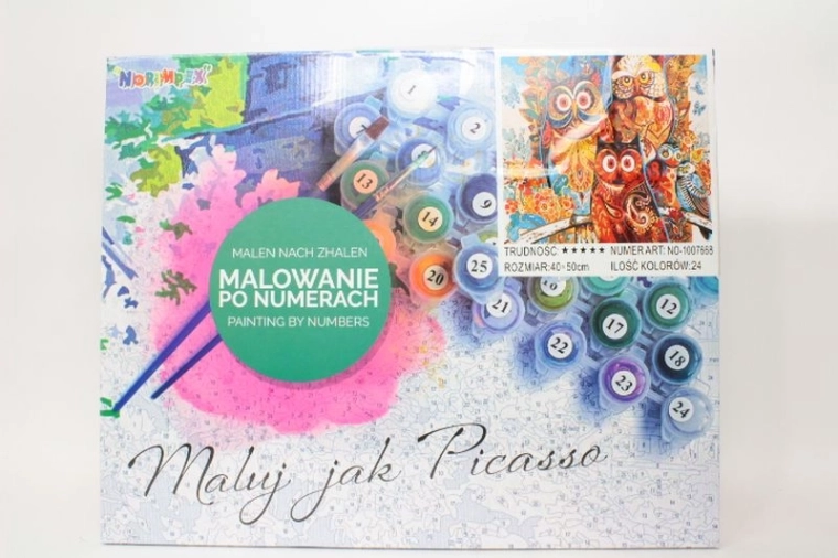 Maľovanie podľa čísel Sovy – motív sovy