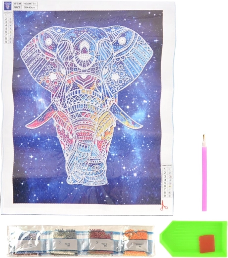 Diamantové maľovanie svietiaci slon 30 × 40 cm