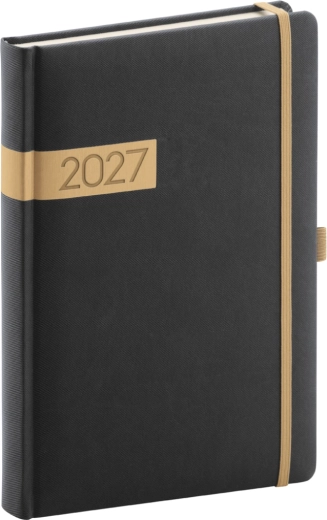 Notique denný diár Twill 2027 čierno-zlatý 15 × 21 cm