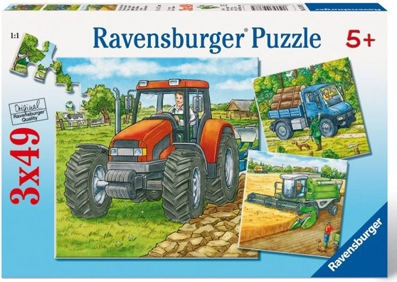 Puzzle Poľnohospodárske stroje 3x49 dielikov Ravensburger