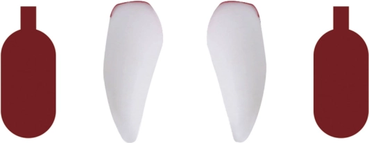 Upírske zuby s umelou krvou