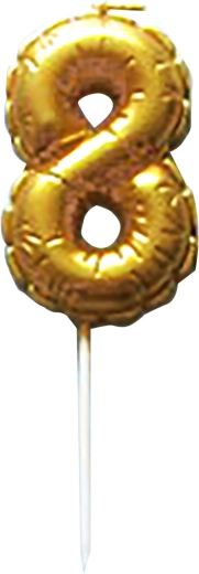 Tortová sviečka číslica 8 zlatá zapichovacia 6 cm TORO