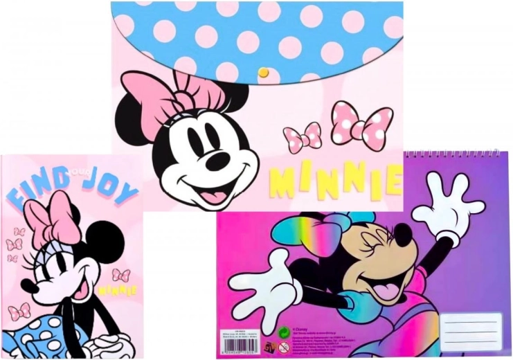 Súprava zápisníka, bloku so samolepkami a zložky Disney Minnie