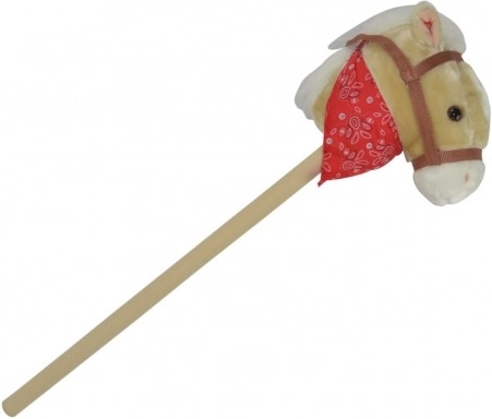 Plyšový kôň na tyči so zvukom 80 cm, béžový