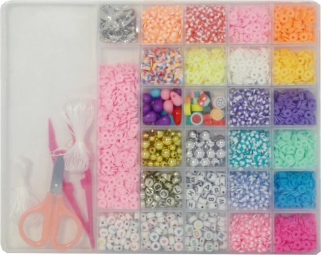 Koráliky v puzdre s priehradkami – sada na výrobu bižutérie